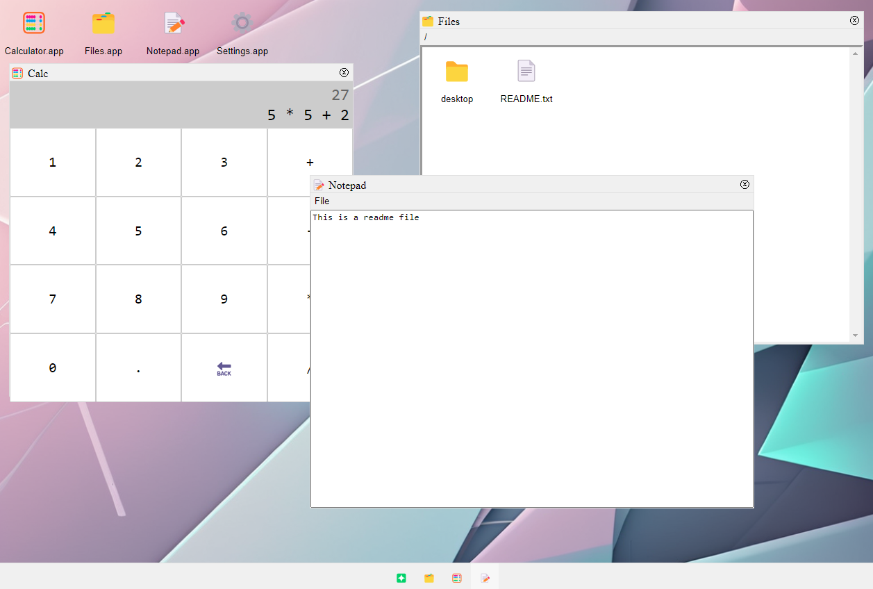 screenshot of desktop app